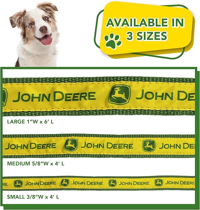 John Deere Pet Leash. Licensed Dog Leash, Small Leash for Dogs & Cats. A Shiny & Colorful Dog & Cat Leash Licensed by John Deere for All The Farmers, Contractors & Fans of John Deere Tools