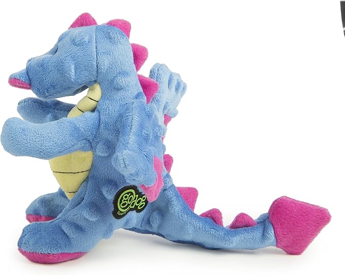goDog Bubble Plush Dragons Squeaky Dog Toy, Chew Guard Technology - Periwinkle, Small