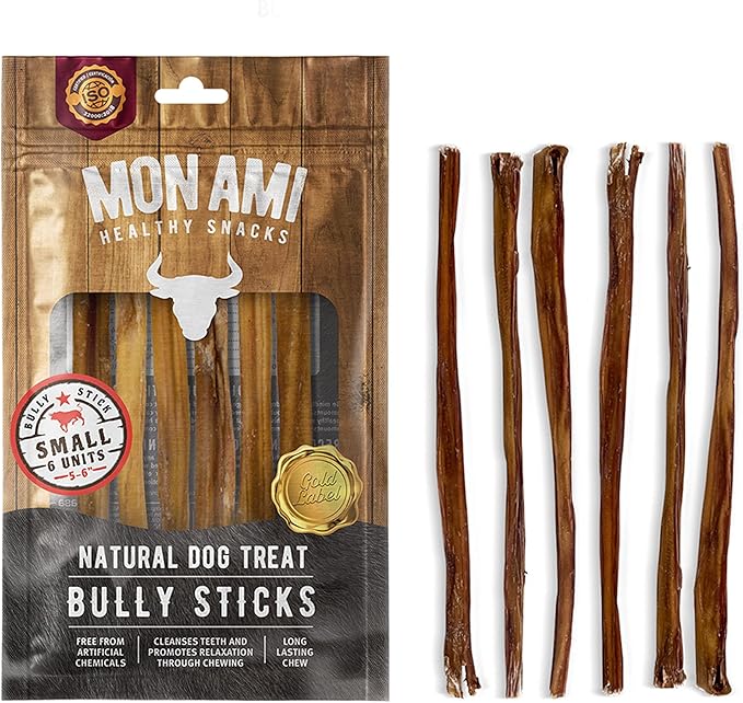 Mon Ami Small Bully Sticks for Large and Small Dogs (5-6 inches, Pack of 24) - Grass Fed Dog Treats - Bully Sticks Natural Dog Treat