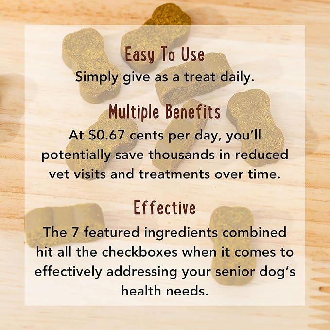 iHeartDogs Senior Super 7 Daily Dog Multivitamin - 7-in-1 Vitamin for Dogs Supports Anti-Aging with Antioxidants, Probiotics, Lion's Mane, Turkey Tail, & Ashwagandha for Longevity & Cognitive Boost