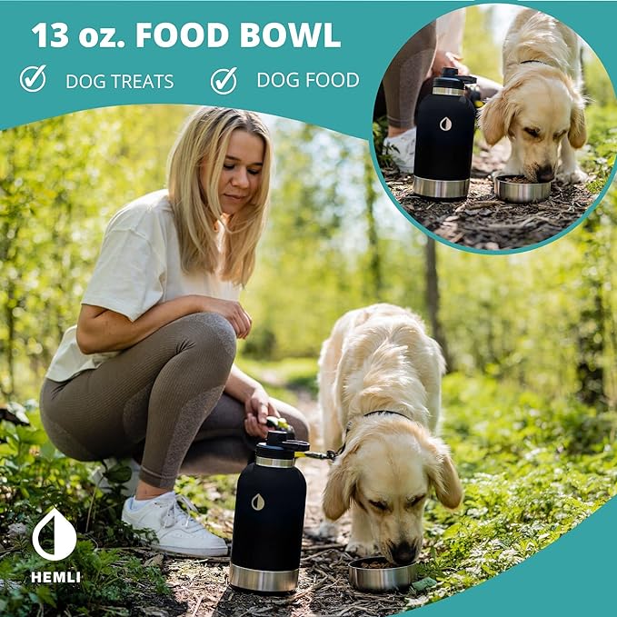 Dog Water Bottle, Insulated Dog Travel Water Bottle, Stainless Steel Pet Water Bottle Dispenser Portable Food and Water Bowl for Dogs with Carrying Case for Walking Dog Canteen Travel Kit