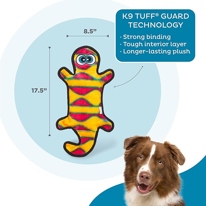 Outward Hound Durablez Tough Plush Squeaky Dog Toy, Gecko, Orange, Large