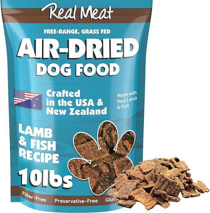 Real Meat Air Dried Dog Food w/ Real Lamb & Fish - 10lb Bag of Grain-Free Real Meat Dog Food Sourced from Free-Range Lamb & Ocean-Caught Fish - Digestible, All-Natural, & High-Protein Lamb and Fish