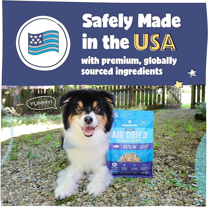 Pawstruck All Natural Air Dried Dog Food w/Real Fish- Grain Free, Made in USA, Non-GMO & Vet Recommended - High Protein Limited Ingredient Wholesome Full-Feed - for All Breeds & Ages - 2lb Bag