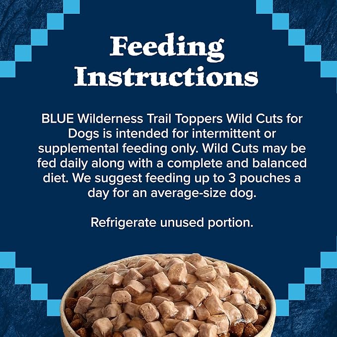 Blue Buffalo Wilderness Trail Toppers Wild Cuts Wet Dog Food Variety Pack, High-Protein & Grain-Free, Made with Natural Ingredients, Chicken and Beef Flavors, 3-oz. Pouches, (12 Count, 6 of Each)