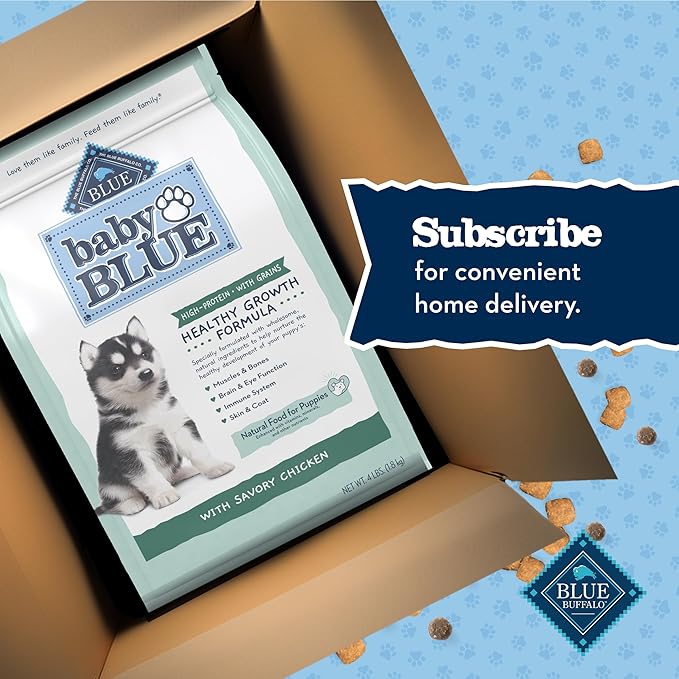 Blue Buffalo Baby BLUE Healthy Growth Formula Grain Free High Protein, Natural Puppy Wet Dog Food, Turkey and Potato Recipe 12.5-oz Cans (Pack of 12)