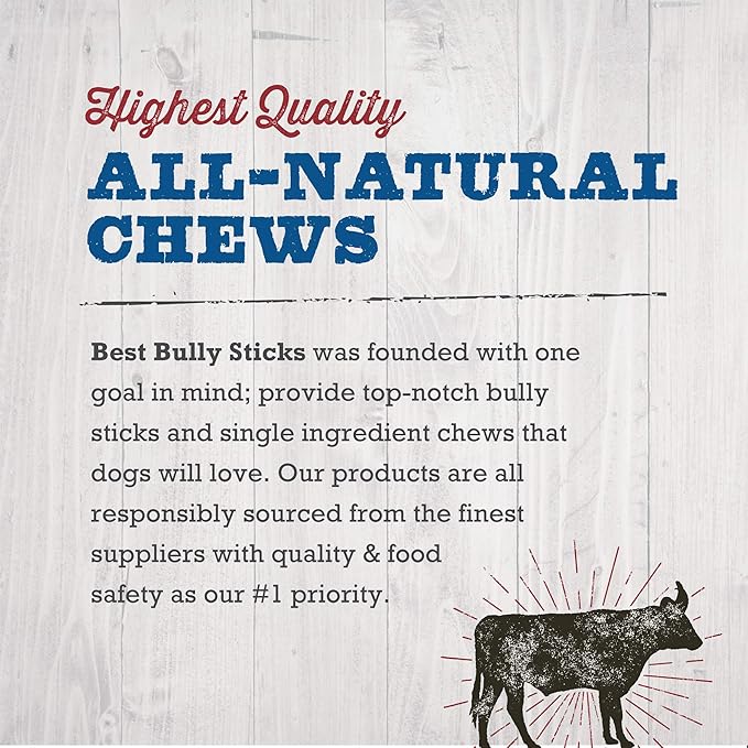 Best Bully Sticks 5-6 Inch 100% Natural Beef Bladder Sticks Dog Treats (30 Pack) - Single-Ingredient Dental Health Dog Chews - Safe Alternative to Rawhide