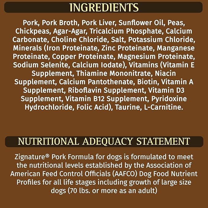 Zignature Pork Limited Ingredient Formula Wet Dog Food 13oz, case of 12