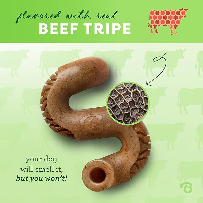 Benebone Medium Holiday 4-Pack Dog Chew Toys for Aggressive Chewers, Made in USA, 60lbs and Under & Tripe Bone Durable Dog Chew Toy for Aggressive Chewers, Real Tripe, Made in USA, Medium
