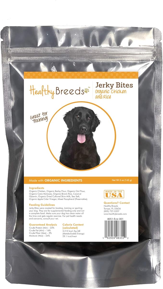 Healthy Breeds Flat Coated Retriever Jerky Bites Chicken & Rice Recipe Dog Treats 5 oz