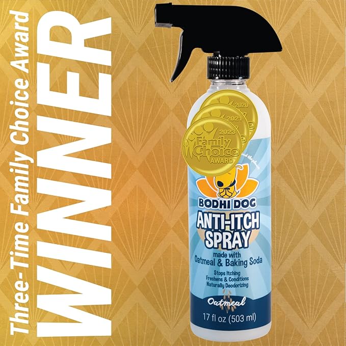 Bodhi Dog Anti Itch Spray | 100% Natural Soothing Relief for Dry, Itchy, Bitten or Allergy Damaged Skin Treatment | Anti Itch Spray for Dogs & Cats | Made in USA (Oatmeal, 17 oz)