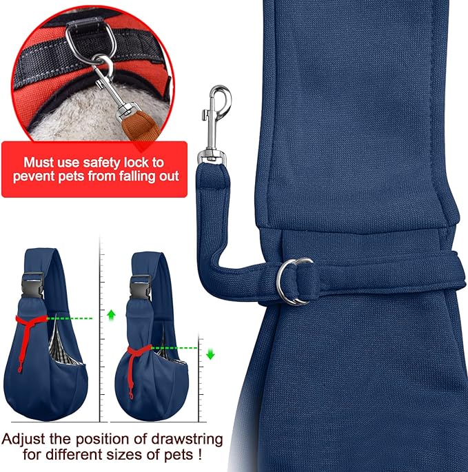Tomkas Dog Sling Carrier for Small Dogs Puppy (Dark Blue, Adjustable Strap & Zipper Pocket)