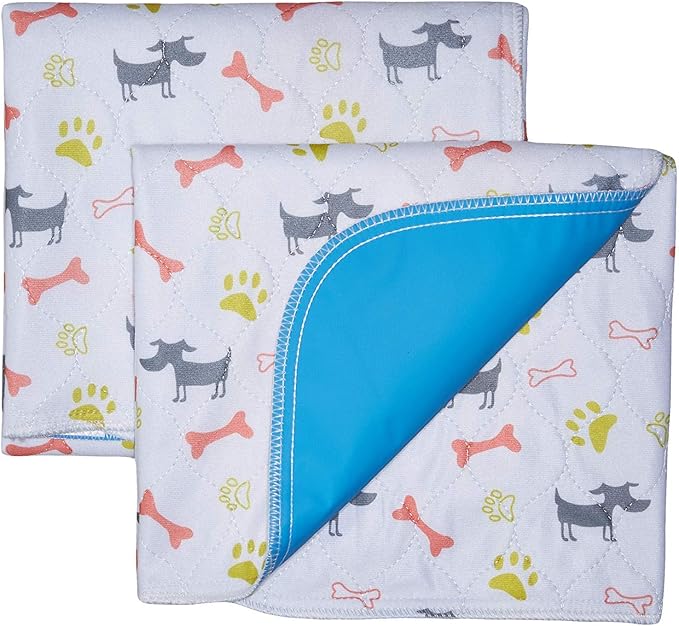 Washable Dog Training Pee Pads 2-Pack Large, Reusable Cloth for House Playpen Floor Waterproof, Leakproof for Whelping, Potty, and Crate Liner