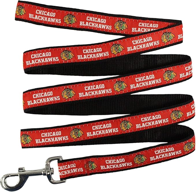Pets First NHL Chicago Blackhawks Leash for Dogs & Cats, Medium. - Walk Cute & Stylish! The Ultimate Hockey Fan Leash!, 4 ft Long x 0.62 in Width, BHK-3031-MD