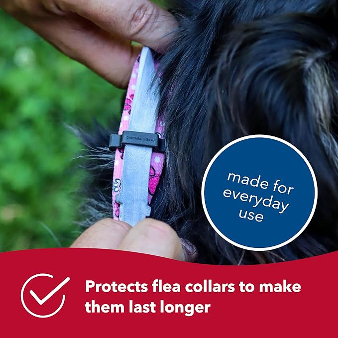 Coastal Pet SecureAway Flea Collar Protectors - Comfortable Dog Collar Accessory - Protective Flea Collar for Dogs - Adjustable Dog & Puppy Flea Collar Protection - Multi Bones, 1" x 14-20"