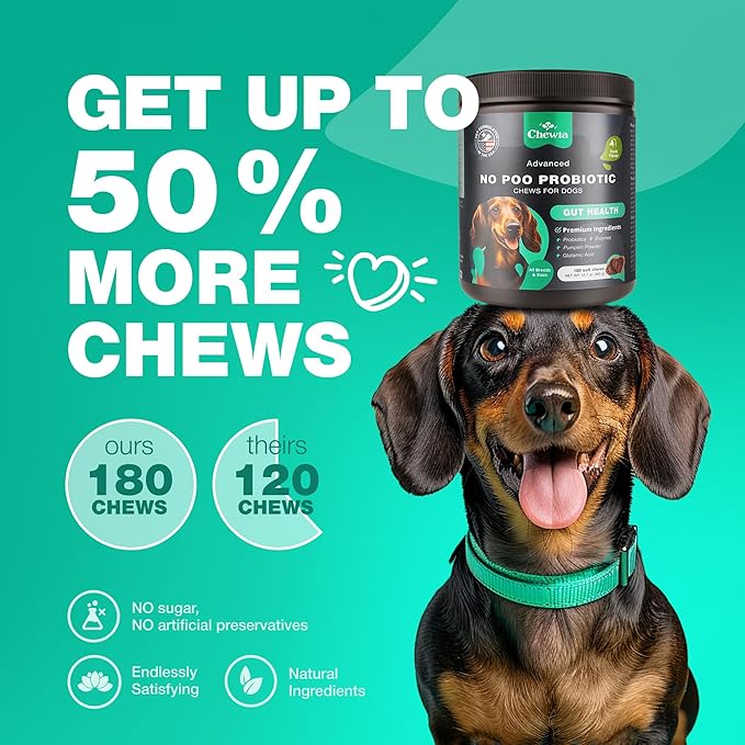 Probiotics for Dogs - Coprophagia Deterrent for Dogs - Deterrent for Dogs Eating Poop - Dog Probiotics Treats - Probiotic Chews for Dogs - Dog Probiotic & Digestive Enzymes - Gut Health, Itchy Skin
