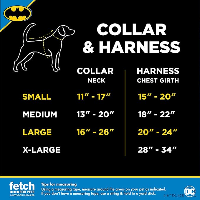DC Comics for Pets Batman Dog Harness, Large | Soft and Comfortable No Pull Harness for Dogs, Dog Batman Costume | Cute Dog Harness, Dog Halloween Costume, Batman Harness, Puppy Harness, Pet Harness