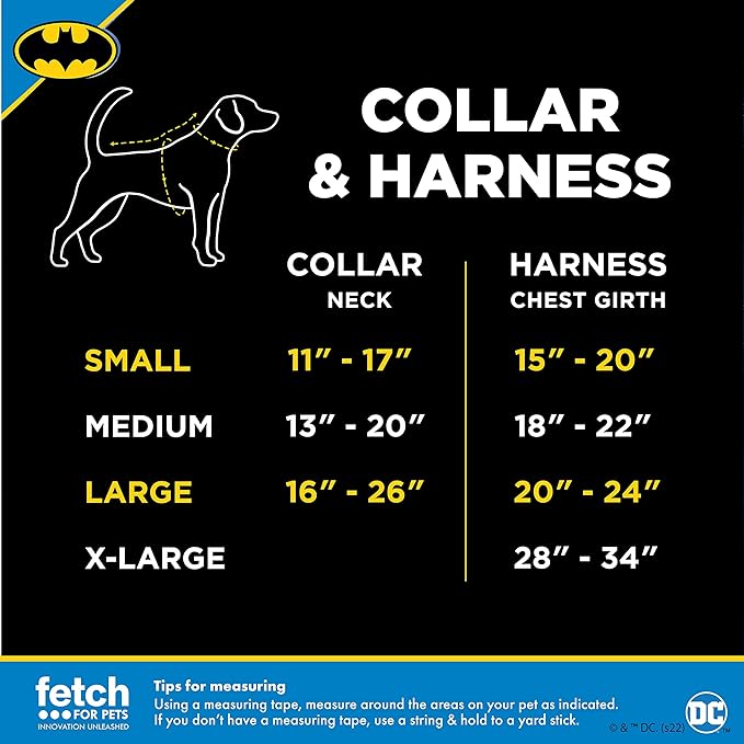 DC Comics for Pets Batman Dog Harness, Medium | Soft and Comfortable No Pull Harness for Dogs, Dog Batman Costume | Cute Dog Harness, Dog Halloween Costume, Batman Harness, Puppy Harness, Pet Harness