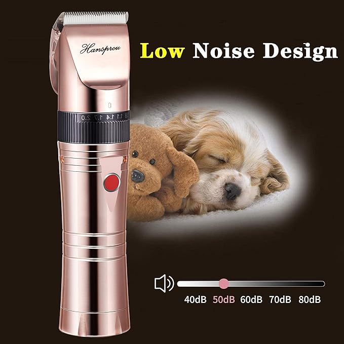 Cordless Dog Clippers for Grooming, Professional 5000mAh Battery Pet Clipper for Thick Coats Heavy Duty Dog Hair Trimmers Low Noise with Guard Combs for Dog Cat