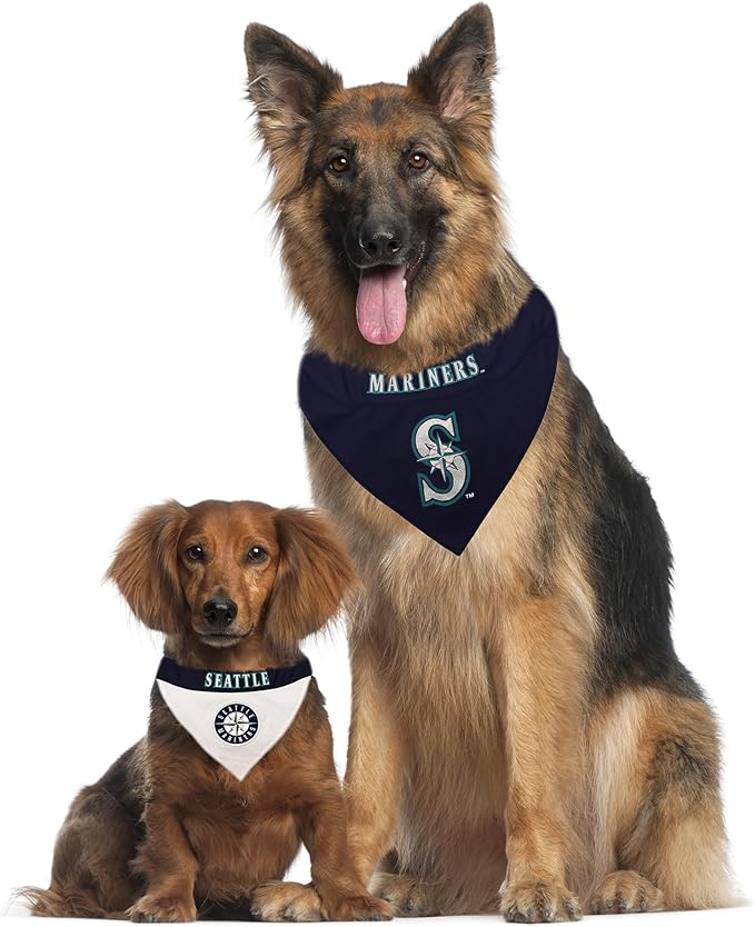 Pets First MRN-3217-L-XL MLB Seattle Mariners Reversible Pet Bandana, Large/X-Large, MLB Team Color