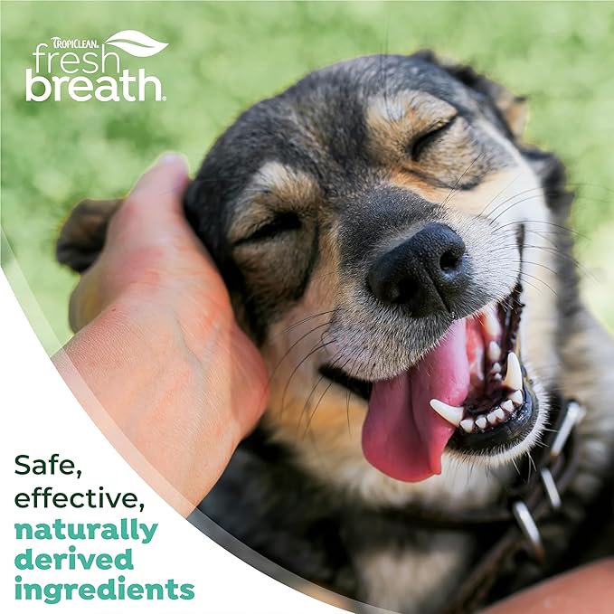 TropiClean Fresh Breath Toothbrush Kit for Small & Medium Dogs | Dog Toothbrush Kit to Fix Stinky Dog Breath | Easy to Use Plaque & Tartar Remover Kit