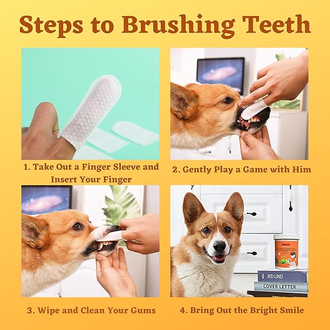 Dog Dental Wipes Dog Teeth Cleaning Wipes Toothbrush Finger Dog Treats Cat Treats Dog Toothpaste Dog Toothbrush Dog Bones Dog Products Dog Tooth Brushing Kit Cat Toothbrush Dog Treats 50 PCS