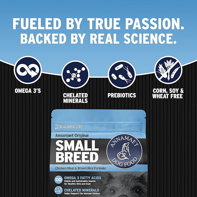 Annamaet Original Small Breed Formula Dry Dog Food, (Chicken & Brown Rice), 4-lb Bag