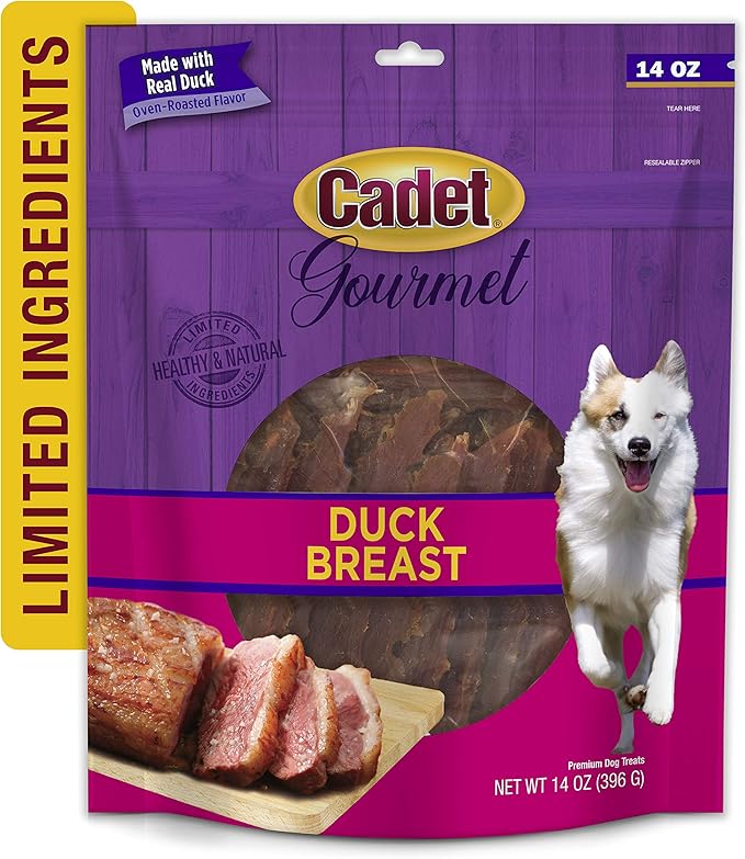 Cadet Gourmet Duck Breast Dog Treats - Healthy & Natural Dog Training Treats for Small & Large Dogs - Inspected & Tested in USA (14 oz.)