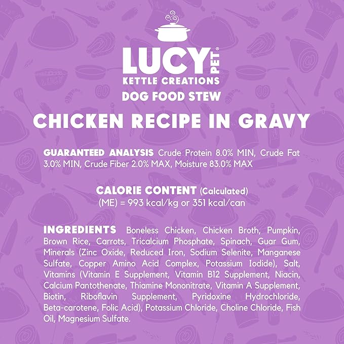 Lucy Pet Products Kettle Creations Chicken Dog Stew Recipe in Gravy 12.5oz, Purple, LPPFFLW301