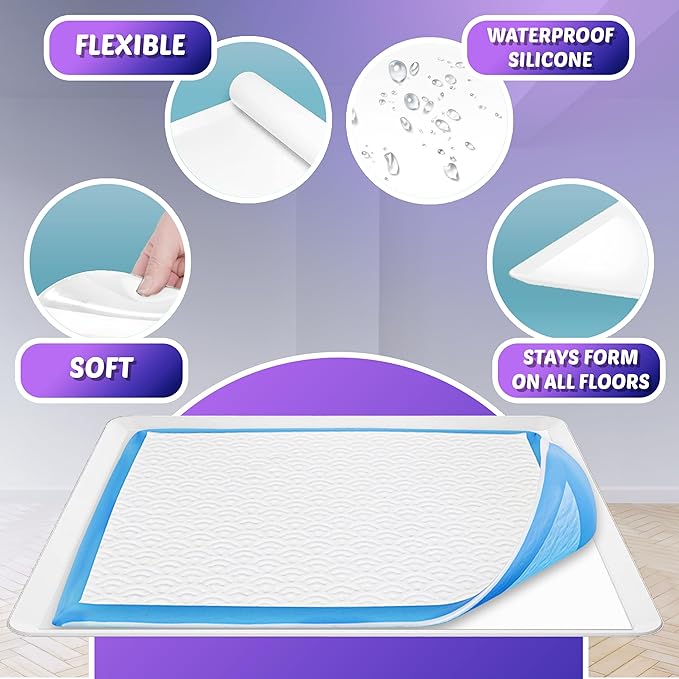 Skywin Dog Pad Holder Tray for 27.5 x 44 Inches Training Pads (White) - Easy to Clean and Store Perfect for Dog Potty Tray – Silicon Wee Wee Pad Holder, No Spill Pee Pad Holder for Dogs