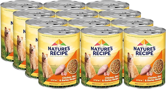 Nature’s Recipe Stew Chicken, Rice & Barley Recipe Wet Dog Food, 13.2 oz. Can, 12 Count