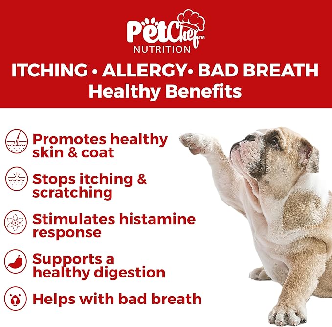 Pet Chef Allergy Defender - Natural Dog Allergy Relief Chews - Effective Medicine for Dog Allergies, Environment and Household Irritant Prevention - Safe & Strong Allergy Supplements for Dogs