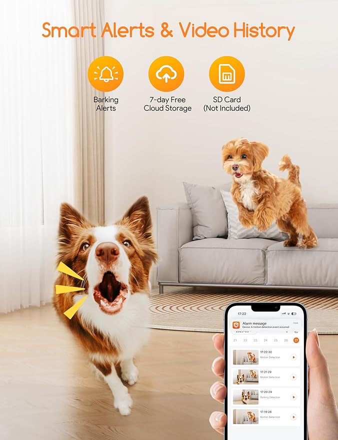 Meowant 2K Dog Camera with Treat Dispenser, Supports 5G & 2.4G WiFi, 360° View Pet Security Camera with Phone App, 2-Way Audio, with Motion Alert & AI Auto-Tracking Technology