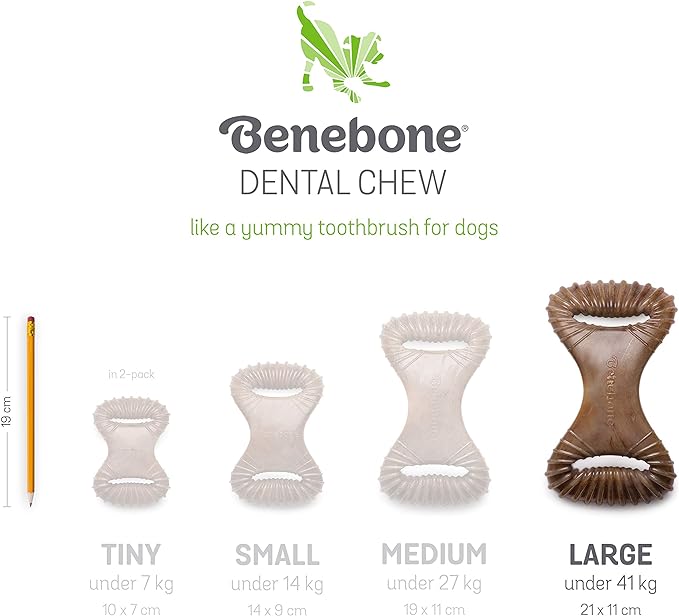 Benebone Dental Durable Dog Chew Toy for Aggressive Chewers, Real Peanut, Made in USA, Large