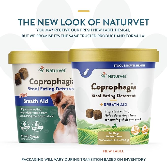 NaturVet – Coprophagia Stool Eating Deterrent Plus Breath Aid – Deters Dogs from Consuming Stool – Enhanced with Breath Freshener, Enzymes & Probiotics – 70 Soft Chews