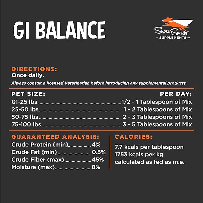 Super Snouts GI Balance Digestive Supplement for Dogs & Cats, 3.1 oz Pumpkin Powder for Dogs & Prebiotic Gut Health, Immune Support