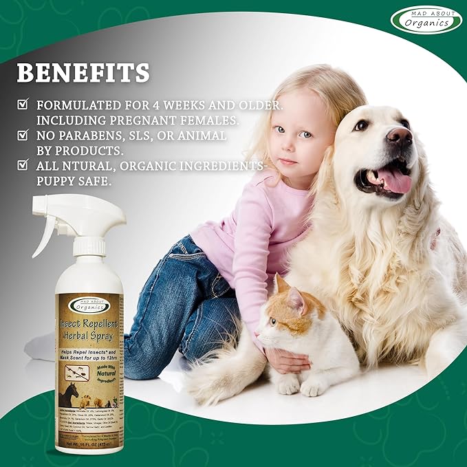 Protection Spray for Dogs, Cats, and Small Animals - Natural Mosquito Defense, Pet Safety Spray - Pet Safe Formula - 16 FL oz