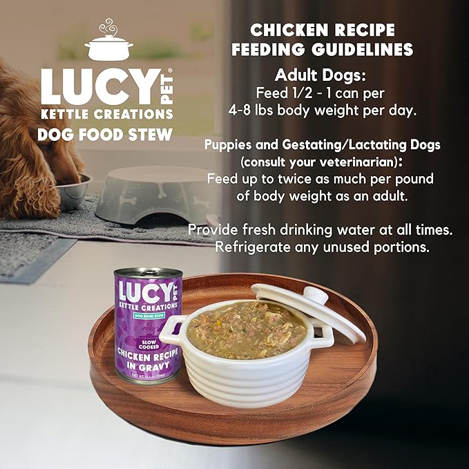 Lucy Pet Products Kettle Creations Chicken Dog Stew Recipe in Gravy 12.5oz, Purple, LPPFFLW301