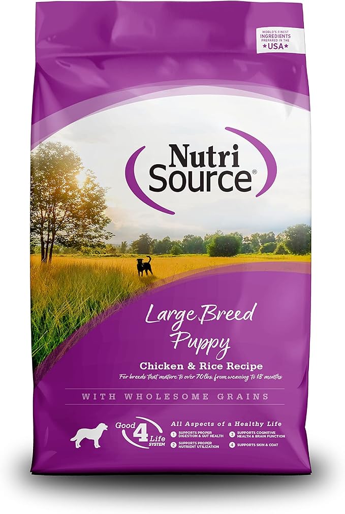 NutriSource Puppy Food, Made with Chicken and Rice, Large Breed, with Wholesome Grains, 15LB, Dry Dog Food