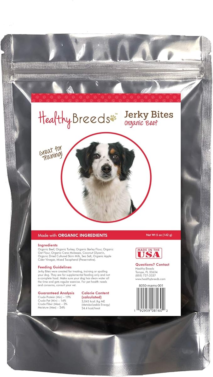 Healthy Breeds Miniature American Shepherd Jerky Bites Beef Recipe Dog Treats 5 oz