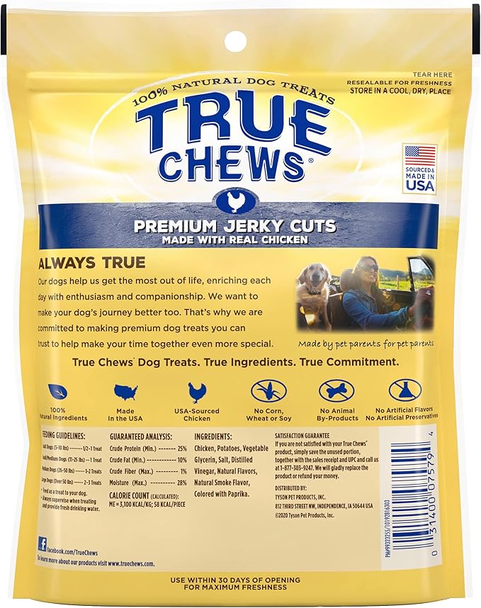 Blue Buffalo True Chews Jerky Cuts Natural Dog Treats, Chicken 4 oz bag