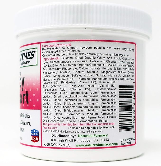 Dogzymes Fading Puppy Support Probiotics Prebiotics Enzymes Glucose Electrolytes Vitamins Minerals Mix 1 to 16 with Water (3 ounce)