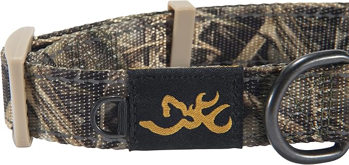 Browning Classic Preformance Webbing Pet Collar, Fully Adjustable, Available in Solid Colors and Camo Patterns, Realtree MAX-7, Medium