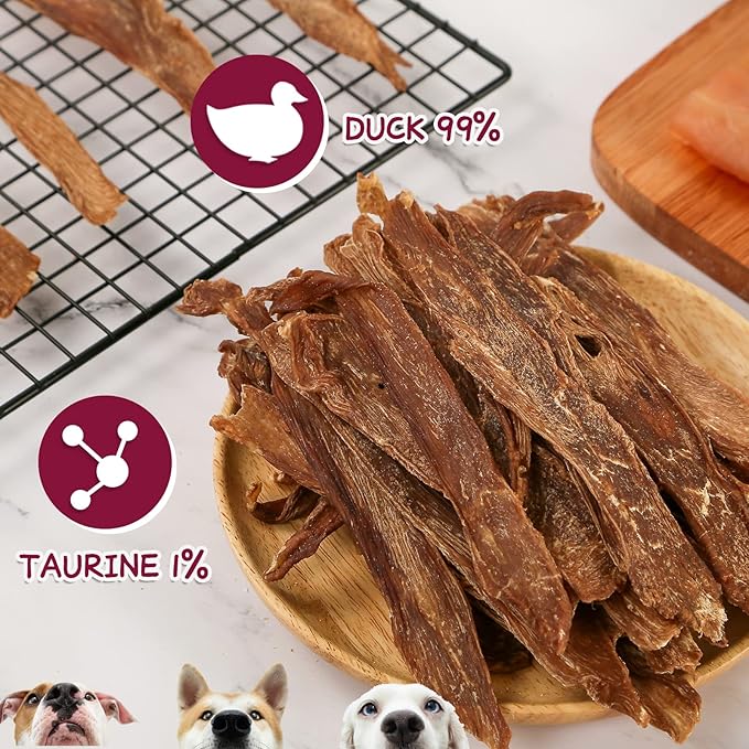 Dog Treats Jerky Duck Crisp Flakes, 1% Taurine Added, 6oz (170g), Duck Jerky Chip Flakes, High Protein Duck Dog Training Rewards, Rawhide-Free, Gluten-Free