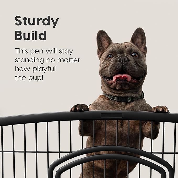 IRIS USA Dog Playpen, 4-Panel 24" Pet Playpen, Puppy Playpen, Indoor/Outdoor Dog Pen, 35 x 35 x 24, Foldable, Fold It Down, Easy Storing, Customizable, Black