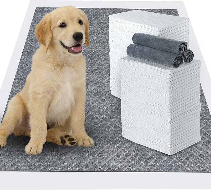 PetsUp Charcoal Puppy Training Pads - Pee Pads with Odor Control for Puppies & Dogs - Quick Dry Puppy Potty Training Pad - Non-Woven Surface, Deodorizing Filter, Quilted Gel Core - 22x23, 50-Pack