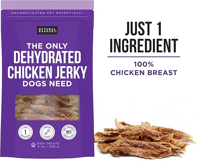 Natural Rapport Chicken Jerky Dog Treats - The Only Chicken Tender Jerky Dogs Need - All Natural Dog Treats for Small and Large Dogs (8 oz)