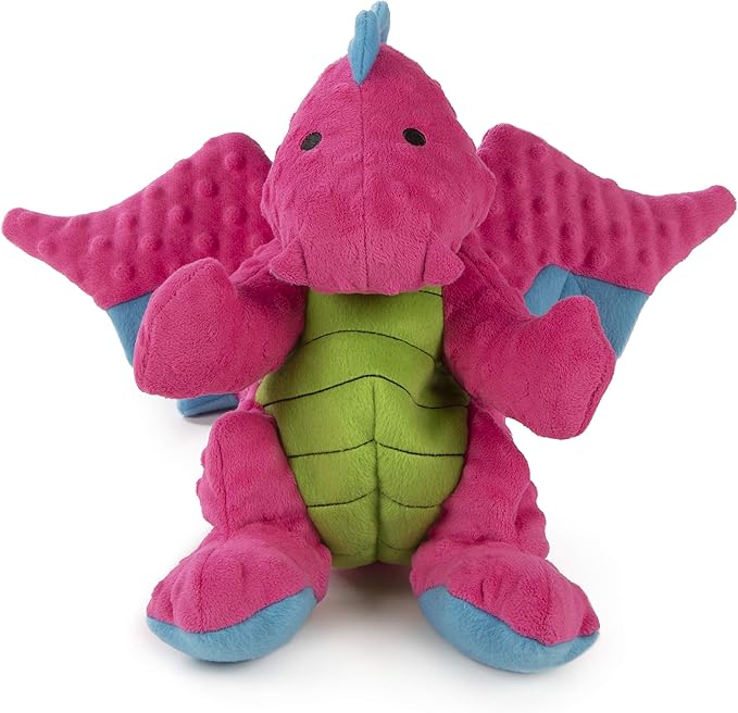 goDog Bubble Plush Dragons Squeaky Dog Toy, Chew Guard Technology - Pink, Extra Large