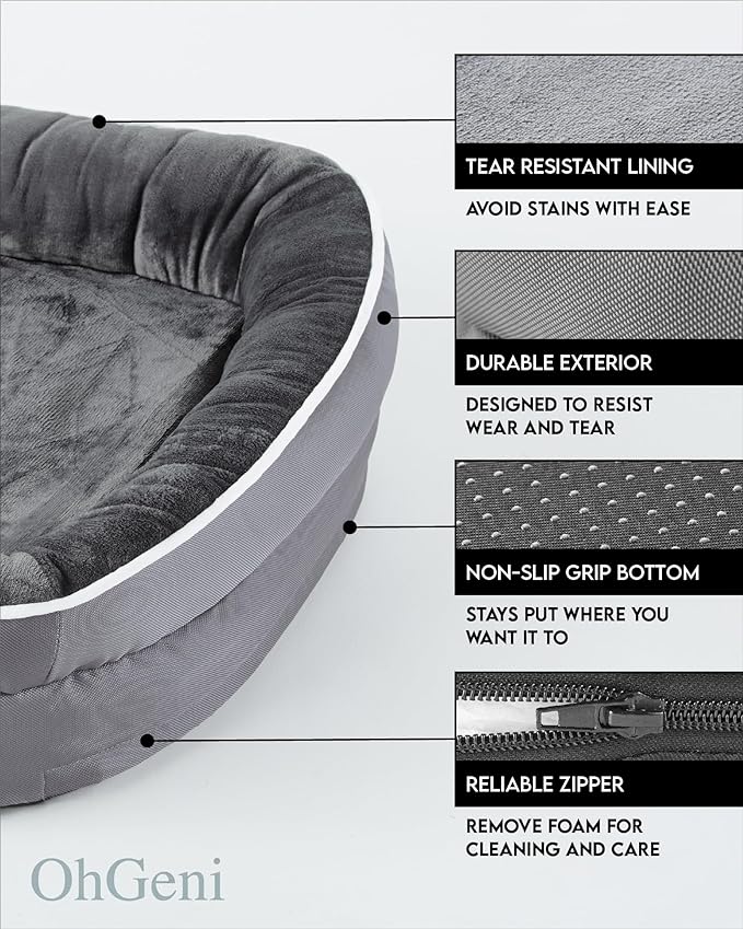 Orthopedic Dog Bed for Small Dogs, Dog Couch Design with Egg Foam Support, Removable, Machine Washable Plush Cover and Non-Slip Bottom with Four Sided Bolster Cushion (Gray)