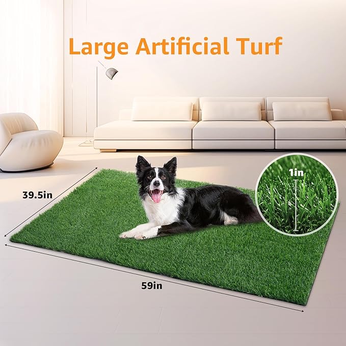 LOOBANI 59in x 39.5in Grass Pad for Dogs Potty Training Excellent Drainage Artificial Grass Pee Pad for Dogs Turf Fake Grass Potty Easy to Clean Indoor Outdoor